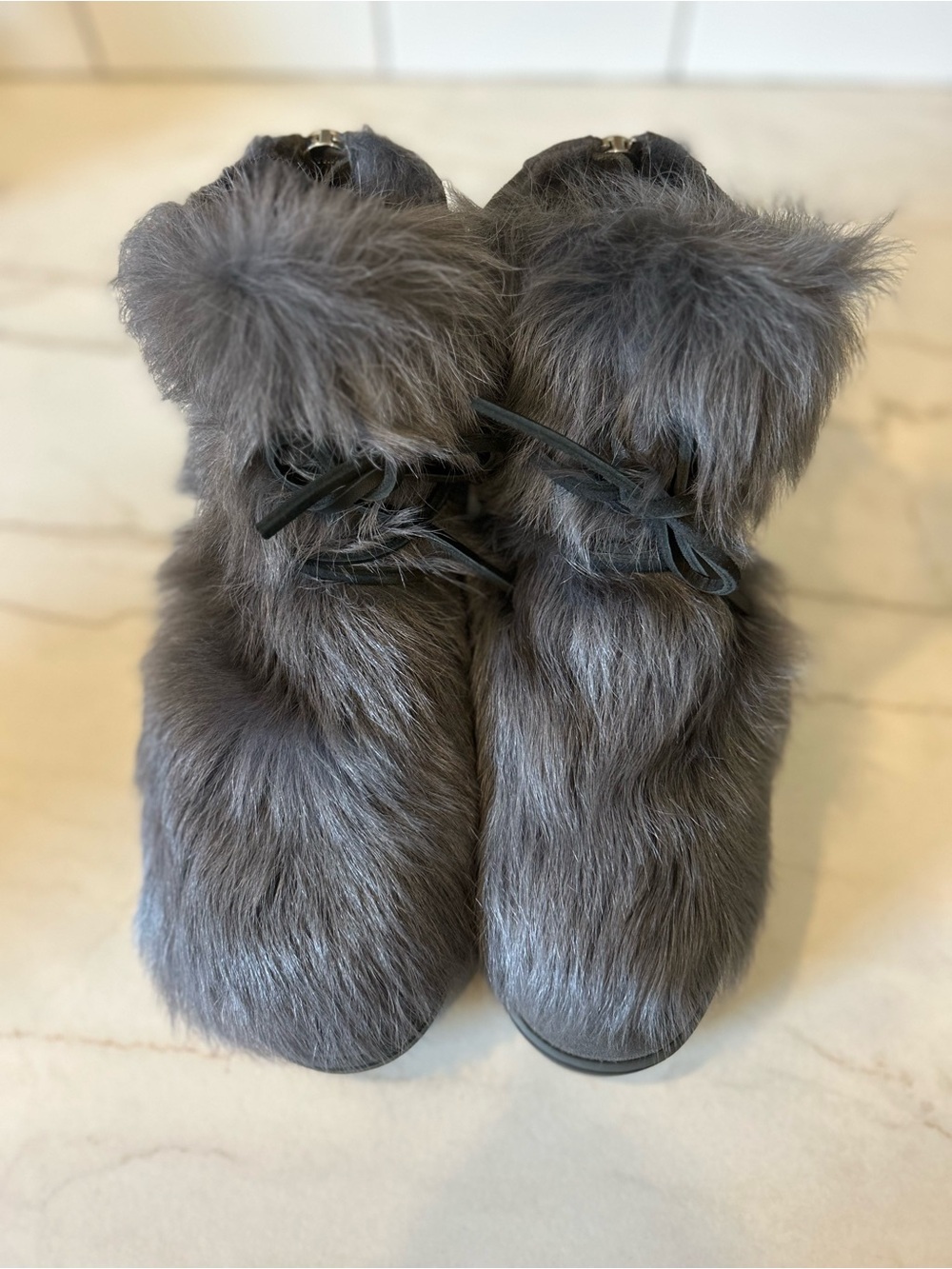 Gianvito Rossi Milano Grey Suede Fur Sneaker Boots Size 38.5 (US 8.5)
